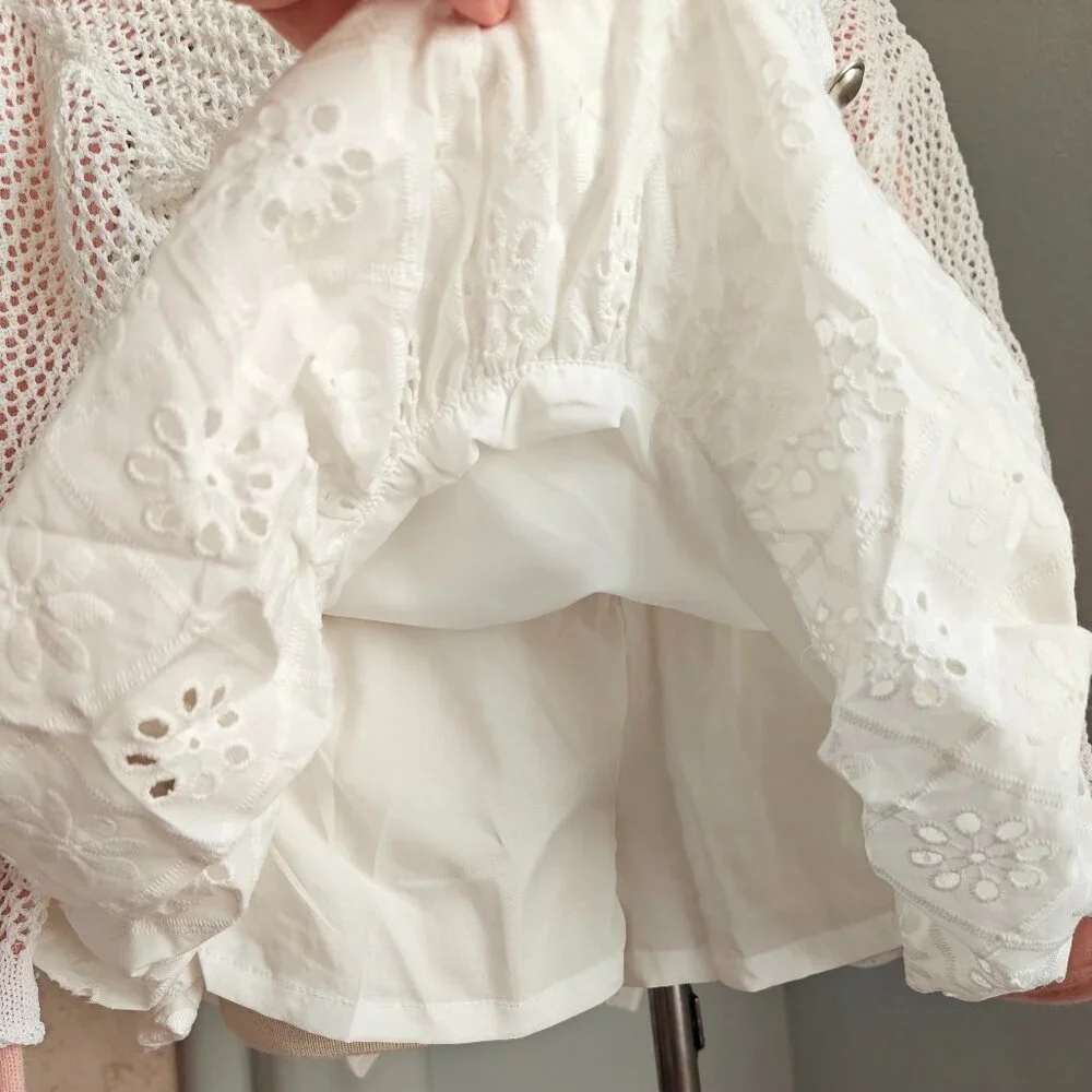 White Cotton Embroidered Skirt